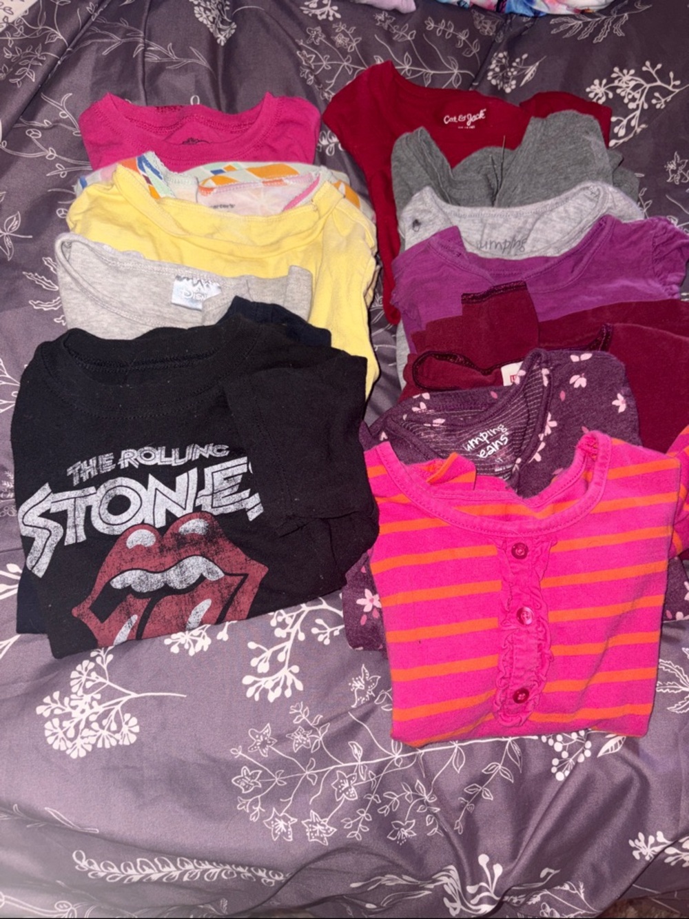 Kids Mixed Graphic & Stripe Shirt bundle. Mix of short sleeve and long sleeve